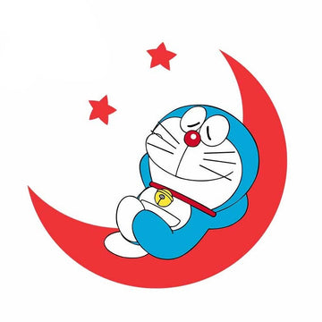 Doraemon 'Lying on Moon | Left' Vinyl Car Sticker