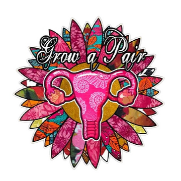 Uterus 'Grow A Pair | Floral' Vinyl Car Sticker
