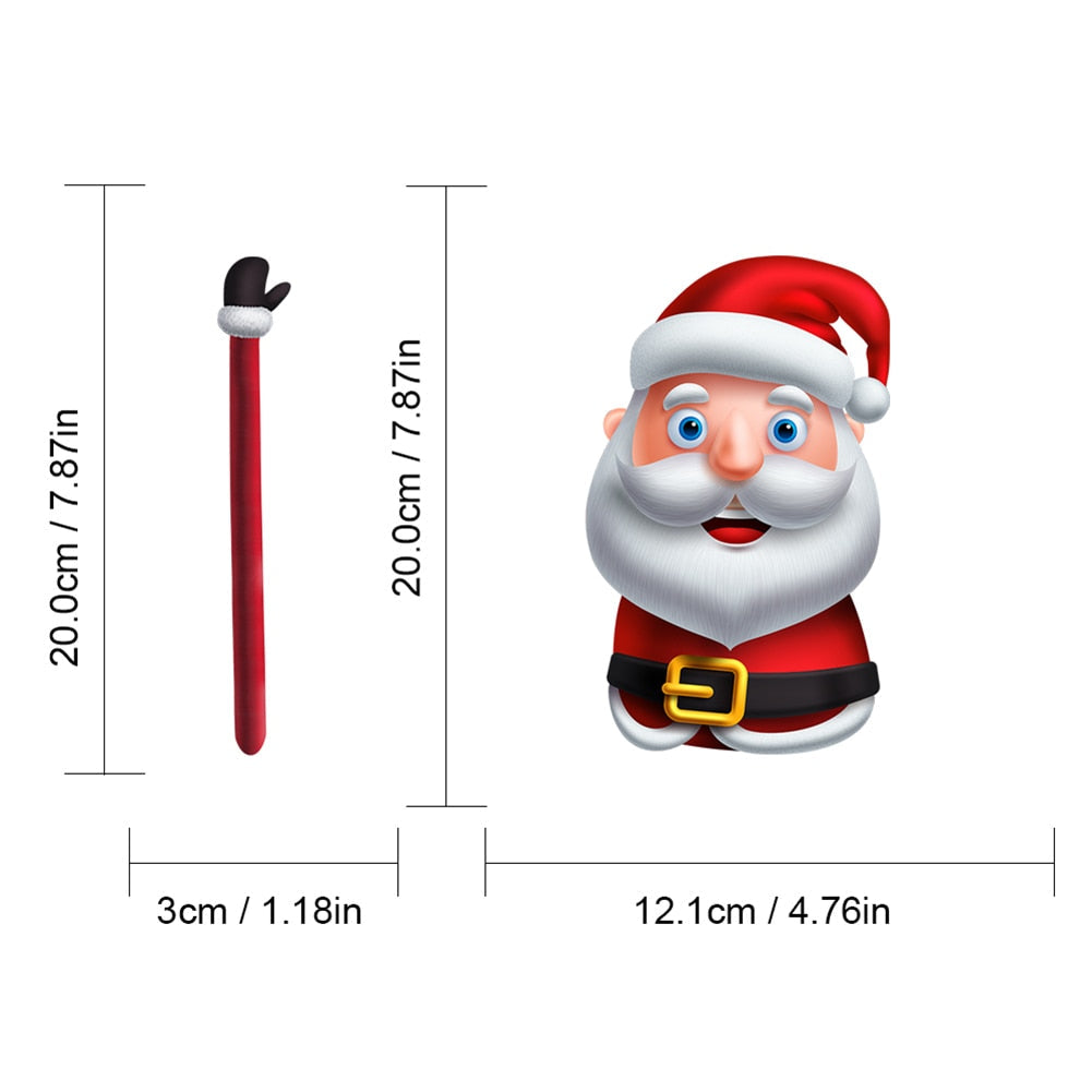 Santa Claus 'Clear Round Eyes | Arm Waving' Vinyl Car Wiper Sticker