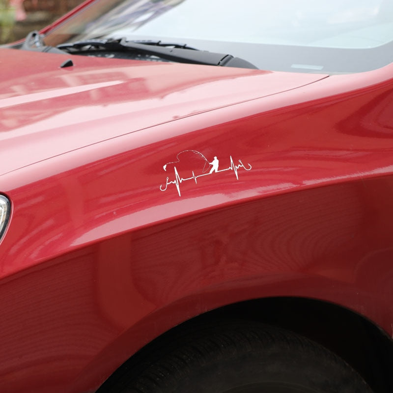 Fisherman 'Fishing Heartbeat Lifeline' Vinyl Car Sticker