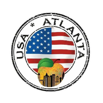 USA Flag 'Atlanta' Vinyl Car Sticker