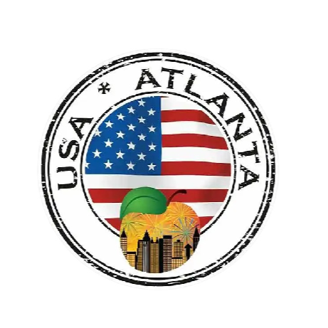 USA Flag 'Atlanta' Vinyl Car Sticker