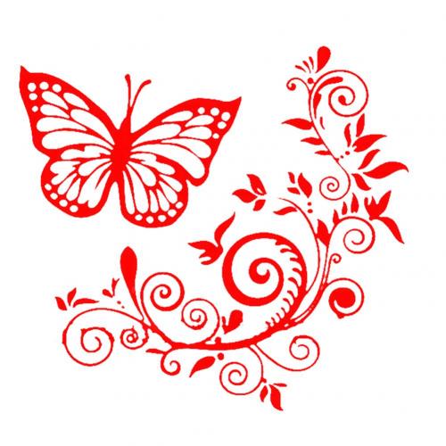 Cute 'Butterfly And Flower' Vinyl Car Sticker