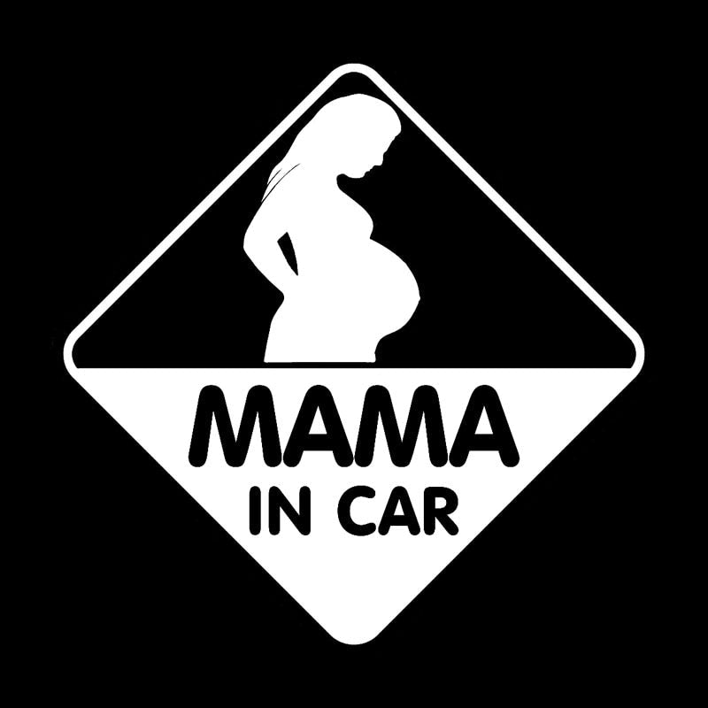 Mama In Car 'Pregnant Mama | Warning Sign' Vinyl Car Sticker