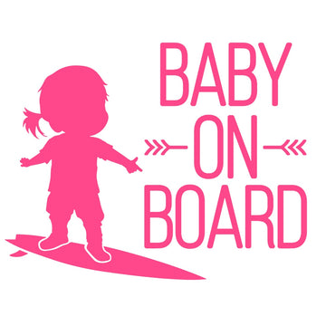 Baby On Board 'Surfing Baby Girl' Vinyl Car Sticker