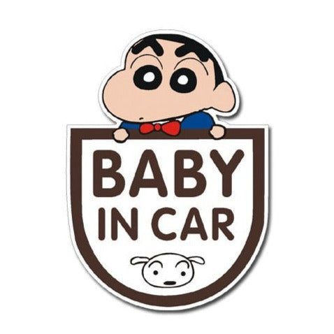 Baby In Car 'Shinnosuke Nohara | Shiro Head | Looking' Vinyl Car Sticker
