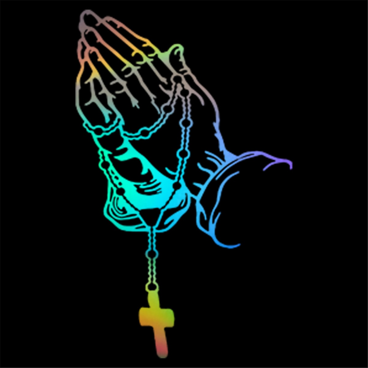 Praying Hands 'Rosary' Vinyl Car Sticker
