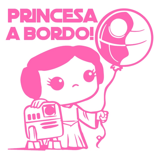 Princesa A Bordo! 'Princess Leia | R2-D2 And Death Star Balloon' Vinyl Car Sticker