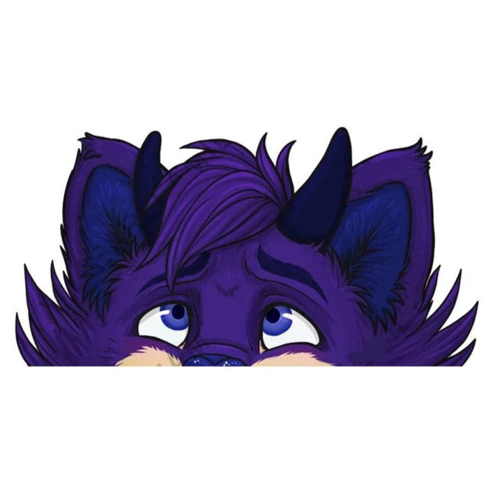 YCH Peace Sign 'Violet Fur Wolf | Teyori' Vinyl Car Peeker Sticker