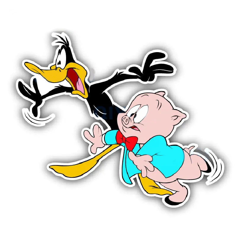 Looney Tunes 'Daffy Duck and Porky Pig | Frightened' Vinyl Car Sticker