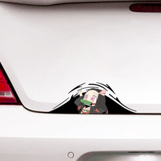 Demon Slayer 'Chibi Nezuko | Looking Up | 2.0' Vinyl Car Peeker Sticker