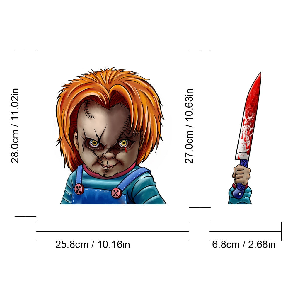 Child's Play 'Chucky Doll | Bloody Knife' Vinyl Car Wiper Sticker