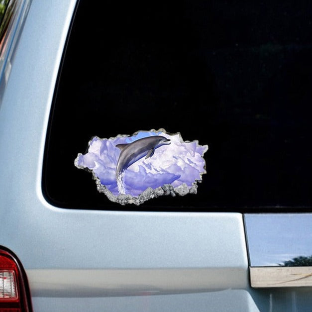 Smashed Hole 'Dolphin | Jumping' Vinyl Car Sticker