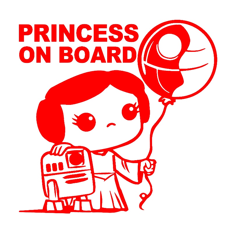 Princess on Board 'Princess Leia | R2-D2 And Death Star Balloon' Vinyl Car Sticker