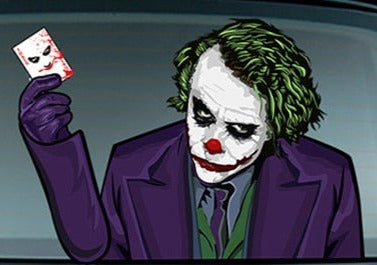 Joker 'Holding Joker Card' Vinyl Car Wiper Sticker