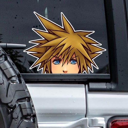 Kingdom Hearts 'Sora | Blue Eyes' Vinyl Car Peeker Sticker