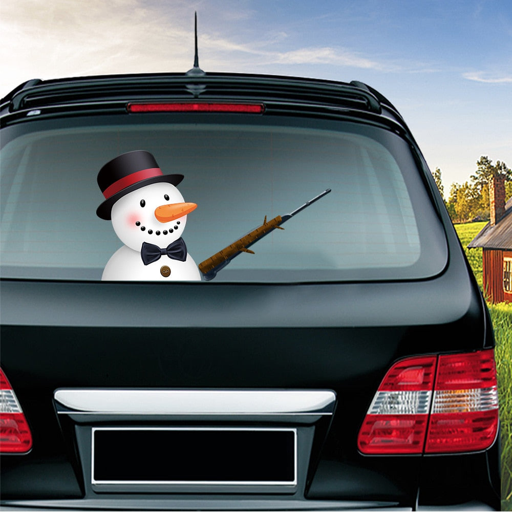 Snowman 'Stick Arm' Vinyl Car Wiper Sticker