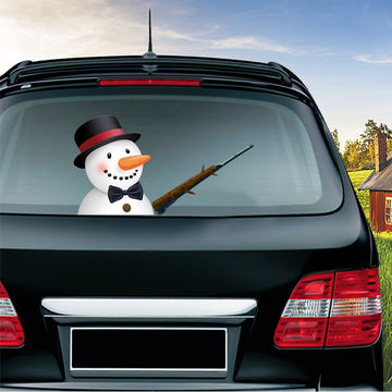 Snowman 'Stick Arm' Vinyl Car Wiper Sticker