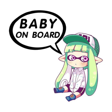 Splatoon 'Inkling Lime Green | Baby On Board' Vinyl Car Sticker