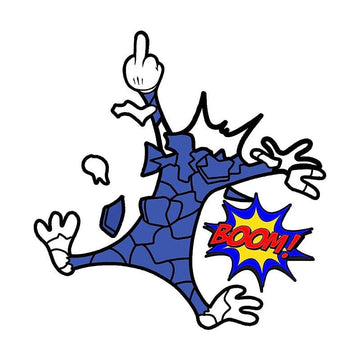 Cracked Back 'Blue Cat | F U | Boom!' Vinyl Car Sticker