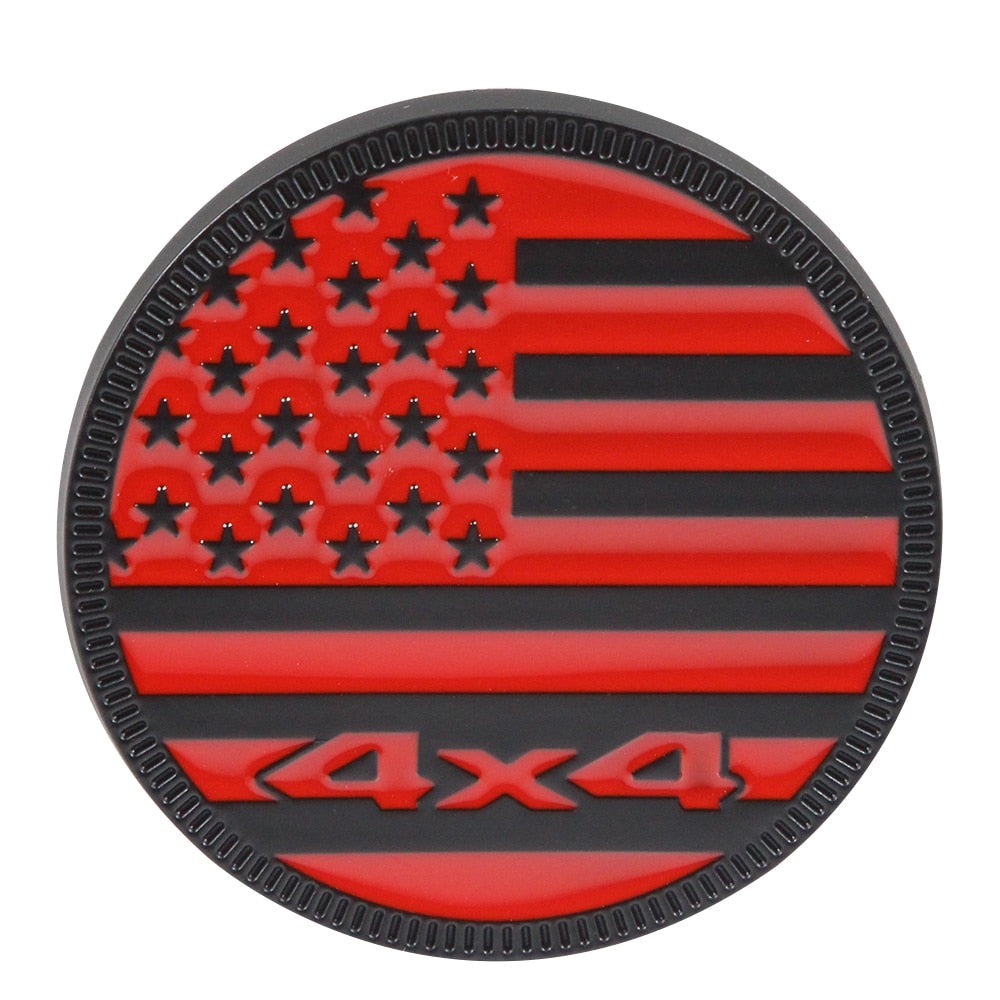 American Flag Emblem '4x4 Round' Metal Car Sticker