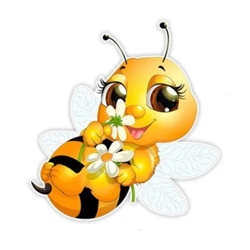 Cute Bee 'Holding Flowers' Vinyl Car Sticker