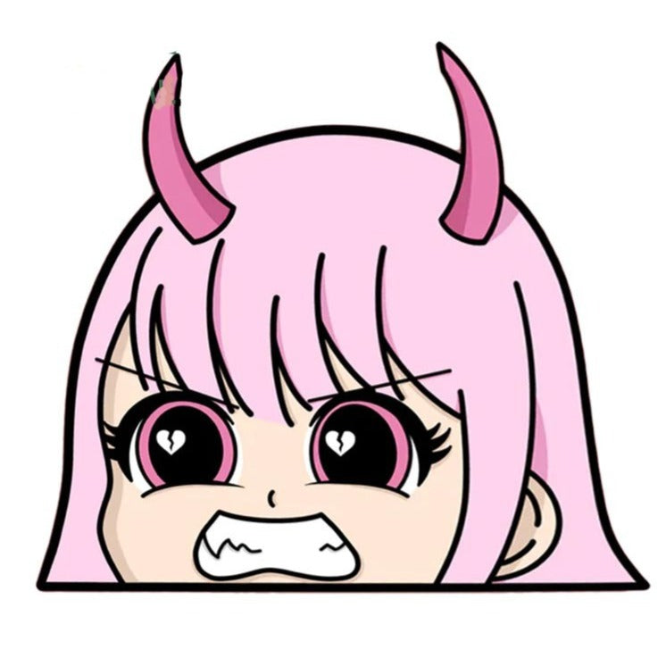 Darling In The Franxx 'Young Zero Two | Angry Face' Vinyl Car Peeker Sticker