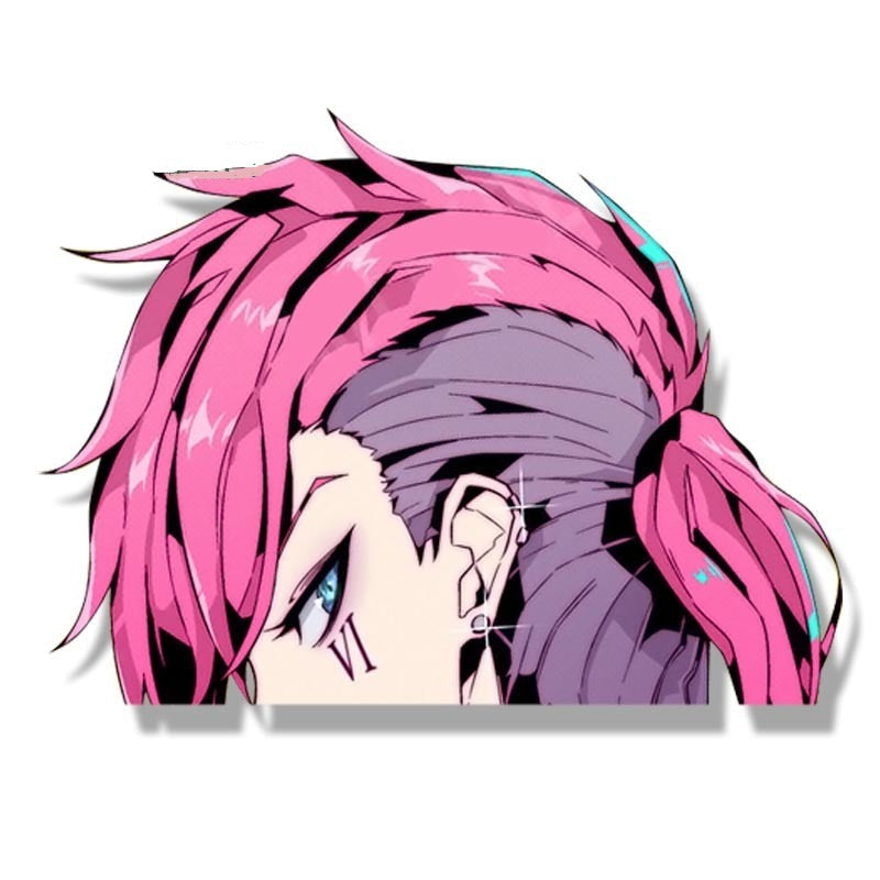 League of Legends 'Vi | Pink Hair | Ferocious' Vinyl Car Peeker Sticker