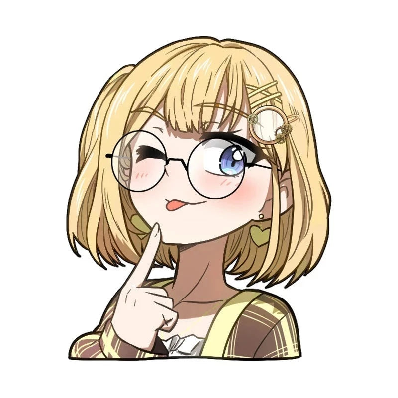 Virtual YouTuber 'Watson Amelia | Winking' Vinyl Car Peeker Sticker