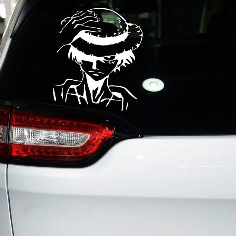 One Piece 'Luffy | Holding Hat' Vinyl Car Peeker Sticker