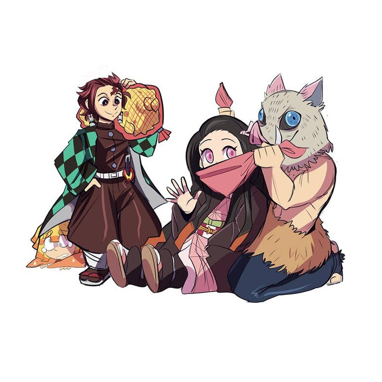 Demon Slayer 'Inosuke-Zenitsu-Nezuko-Tanjiro | Playing' Vinyl Car Sticker