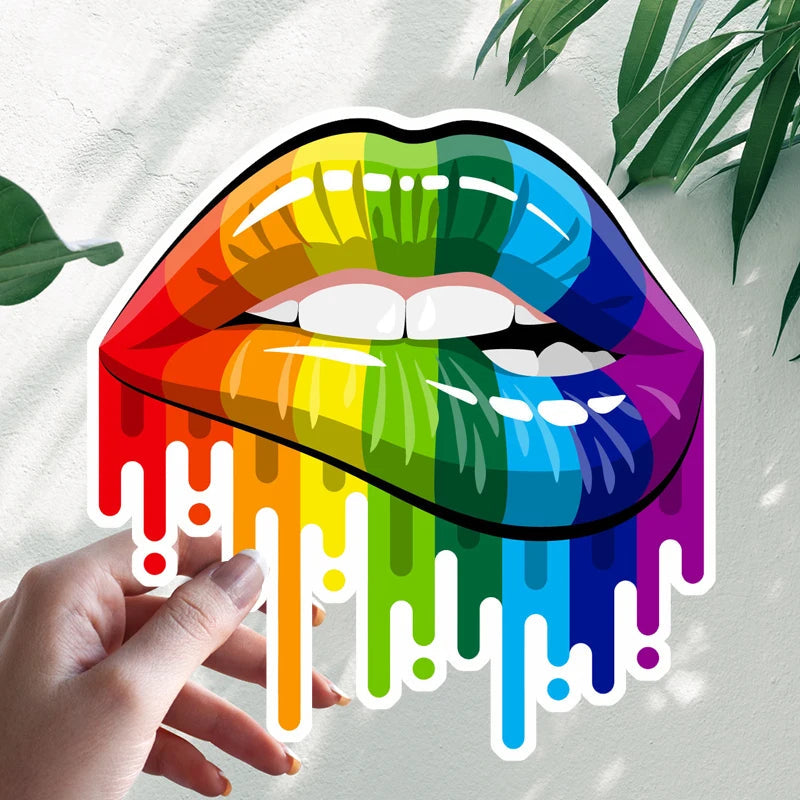 LGBTQ+ 'Rainbow Lips' Vinyl Car Sticker