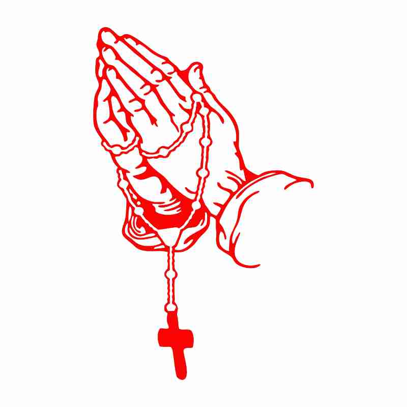 Praying Hands 'Rosary' Vinyl Car Sticker