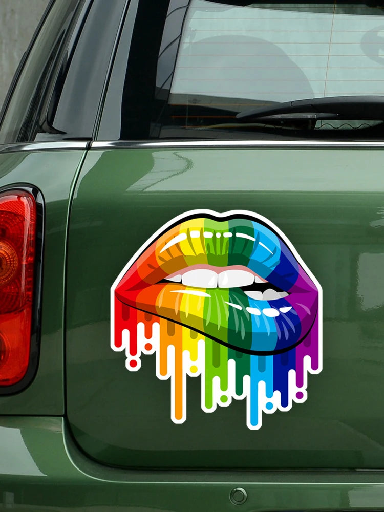 LGBTQ+ 'Rainbow Lips' Vinyl Car Sticker