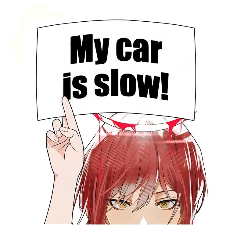 Chainsaw Man 'Makima | My Car Is Slow! | Fierce' Vinyl Car Peeker Sticker
