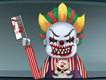 Halloween 'Horrible Clown | Knife And Skull' Vinyl Car Wiper Sticker