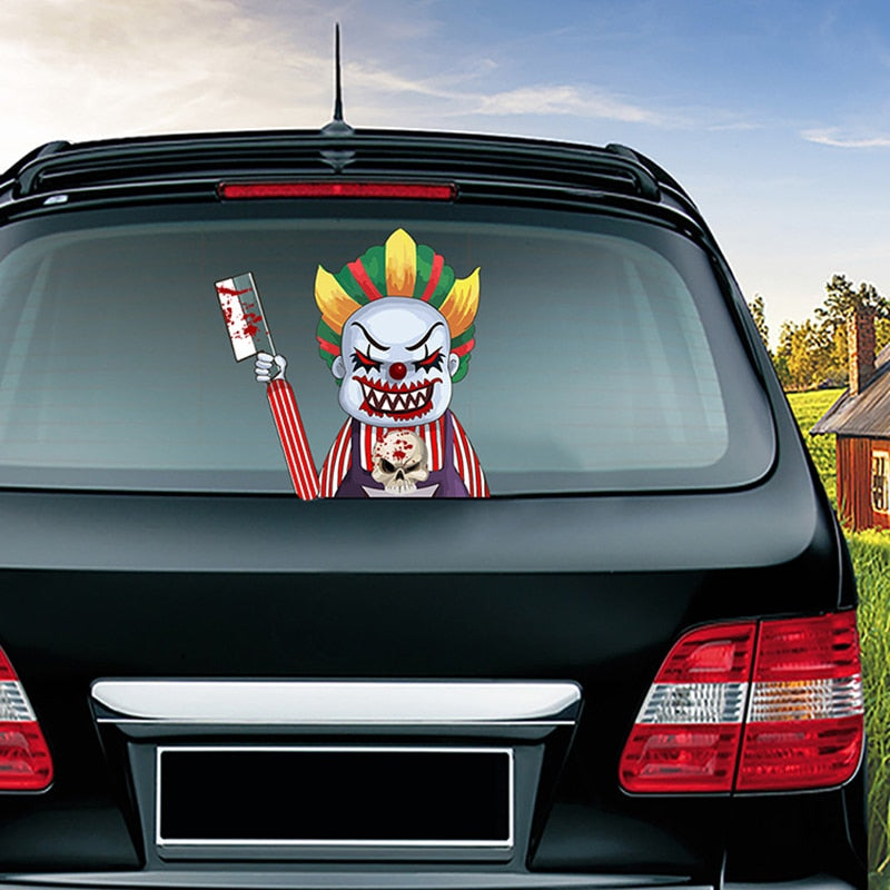 Halloween 'Horrible Clown | Knife And Skull' Vinyl Car Wiper Sticker
