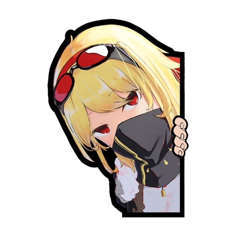 Virtual YouTuber 'Kaela Kovalskia | Wearing Mask' Vinyl Car Peeker Sticker