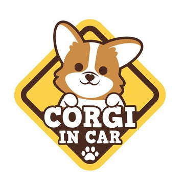 Warning Sign 'Corgi In Car | Serious' Vinyl Car Sticker