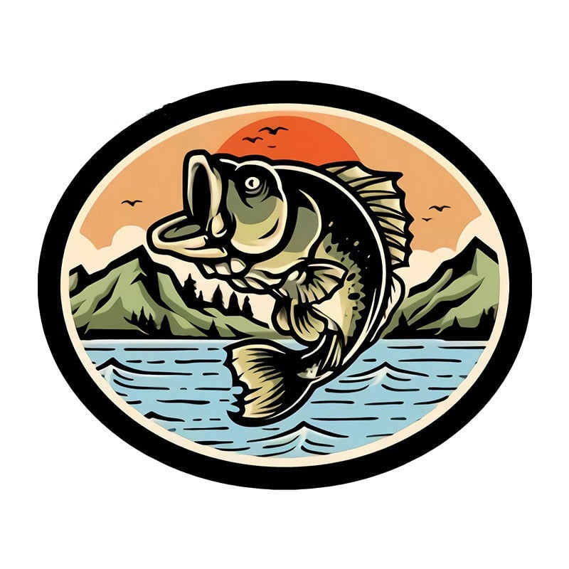 Fish 'Jumping Bass | Mountain View' Vinyl Car Sticker
