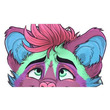 YCH Peace Sign 'Colorful Fur Wolf' Vinyl Car Peeker Sticker