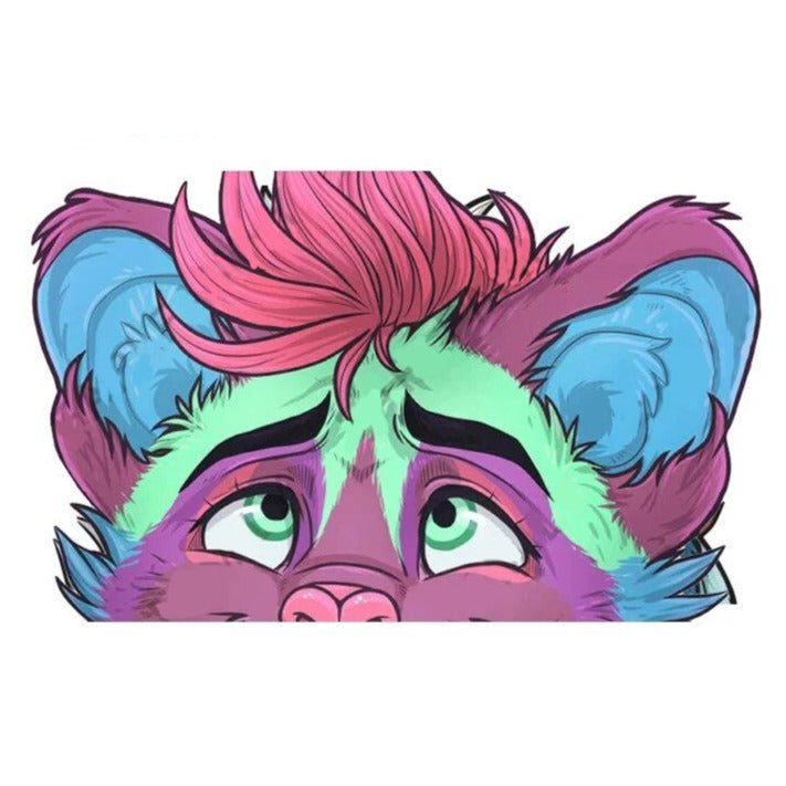 YCH Peace Sign 'Colorful Fur Wolf' Vinyl Car Peeker Sticker