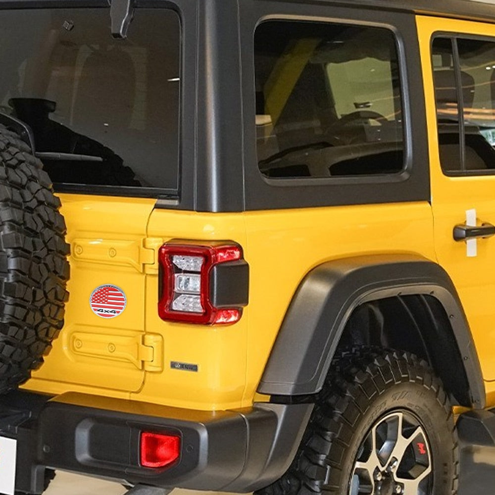 American Flag Emblem '4x4 Round' Metal Car Sticker