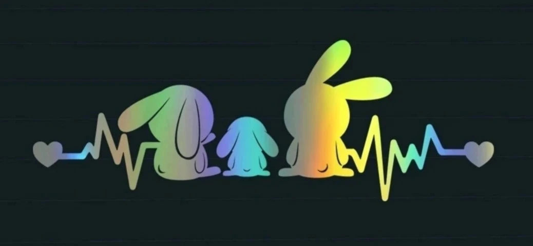 Cute Rabbits 'Heartbeat' Vinyl Car Sticker