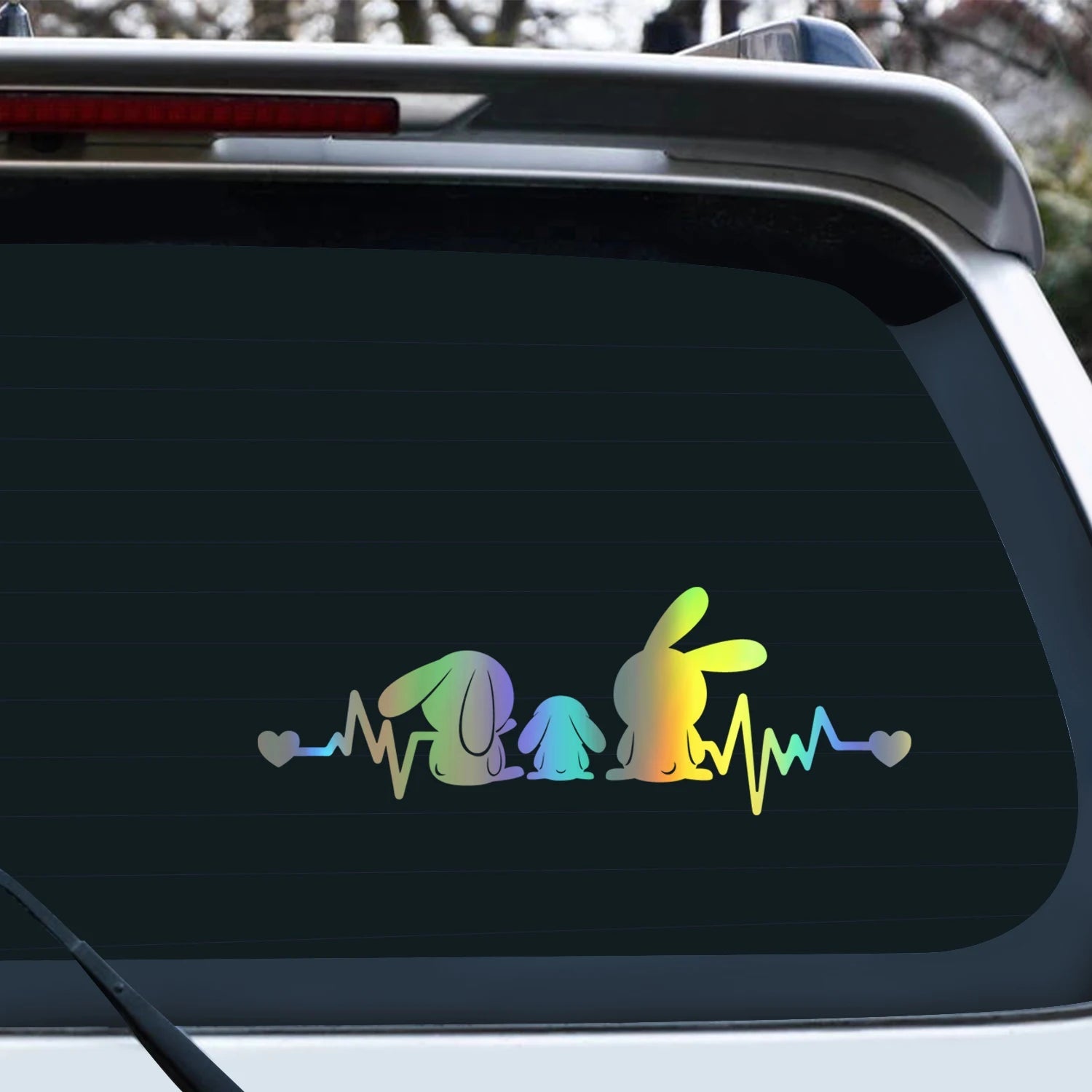 Cute Rabbits 'Heartbeat' Vinyl Car Sticker