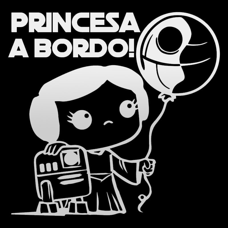 Princesa A Bordo! 'Princess Leia | R2-D2 And Death Star Balloon | 1.0' Vinyl Car Sticker