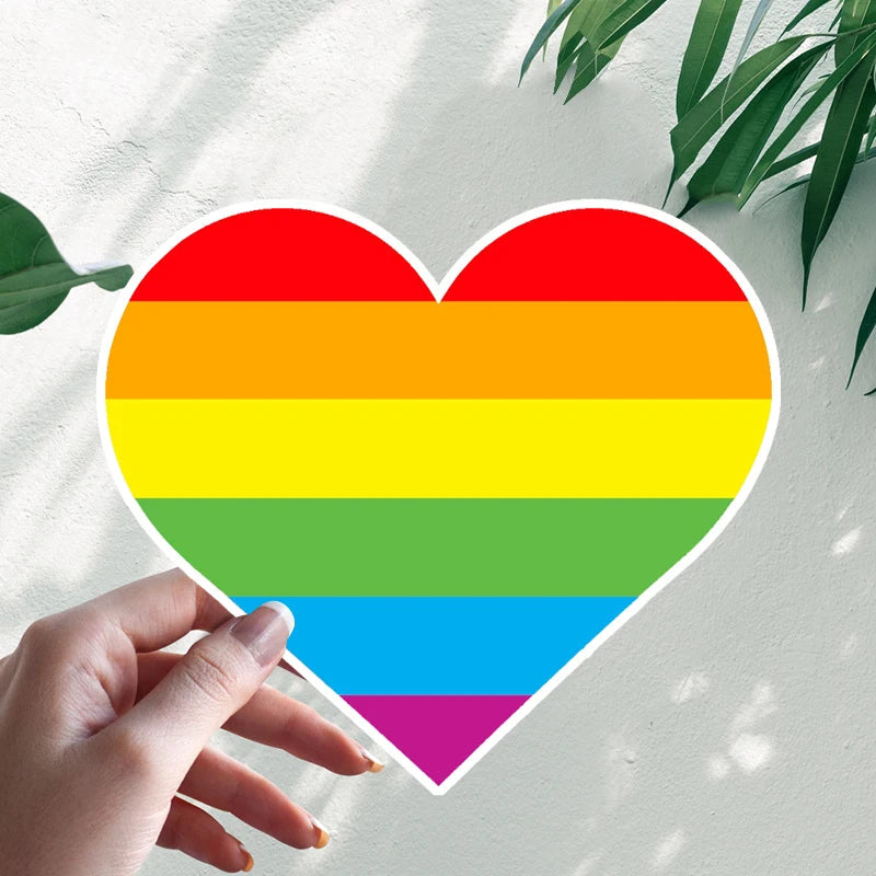LGBTQ+ 'Rainbow Pride Heart' Vinyl Car Sticker