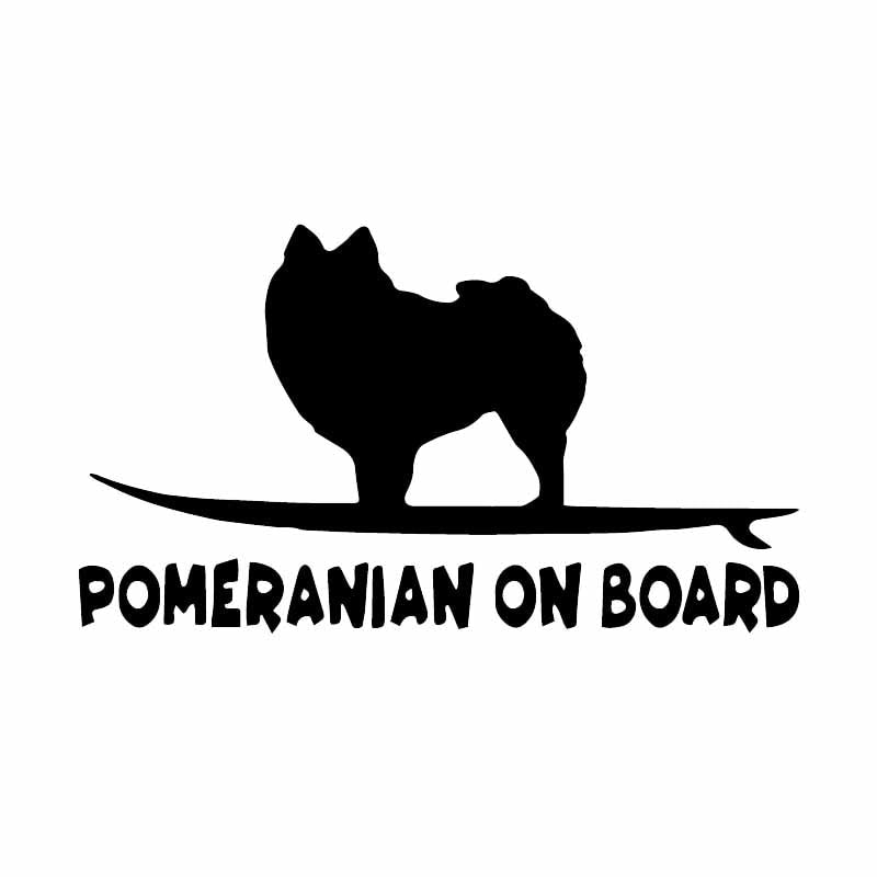 Pomeranian On Board 'Surfing' Vinyl Car Sticker