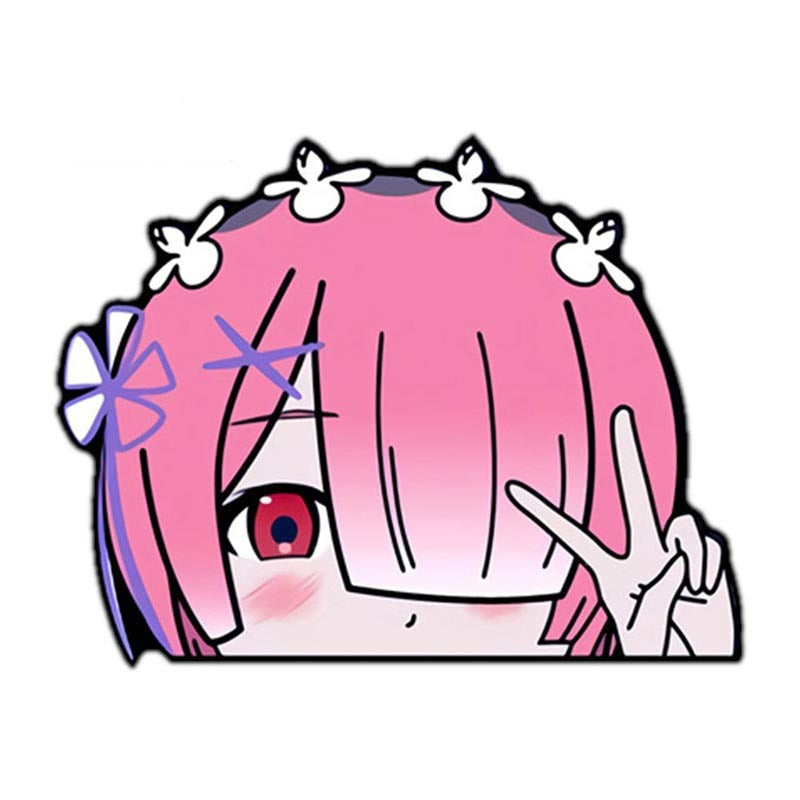 Re:Zero 'Cute Ram | Peace Sign' Vinyl Car Peeker Sticker
