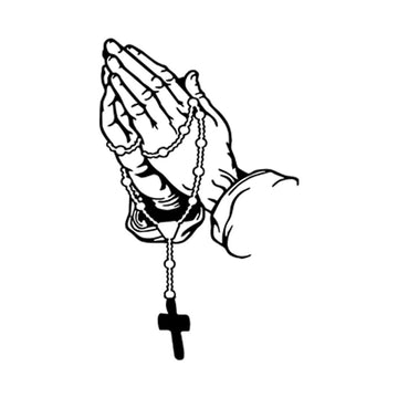 Praying Hands 'Rosary' Vinyl Car Sticker